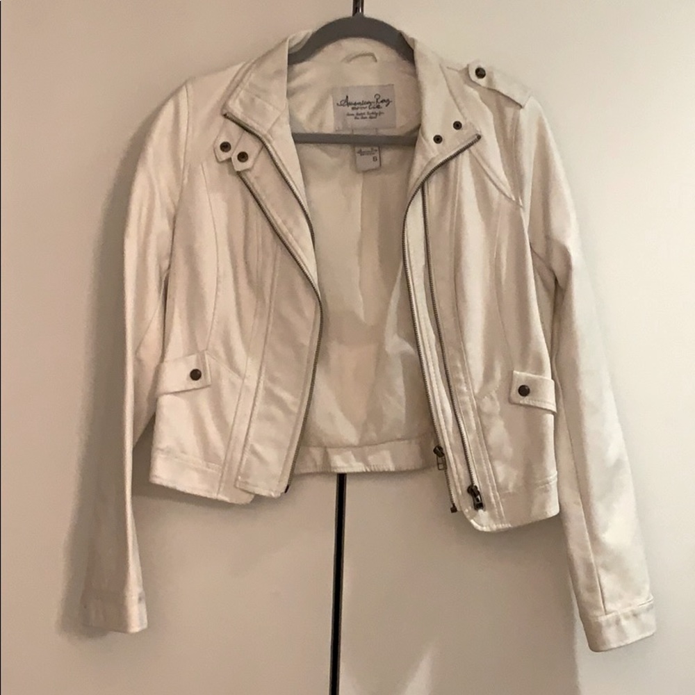 American Rag Cream Faux Leather Jacket